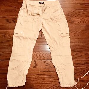 Bebe Parachute Pants, Size 8, Beige.